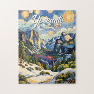 Custom Yosemite Tunnel View Winter Van Gogh Style Jigsaw Puzzle