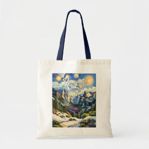 Custom Yosemite Tunnel View Winter Van Gogh Style Tote Bag