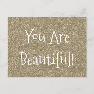 Custom You Are Beautiful Gold Faux Glitter Card