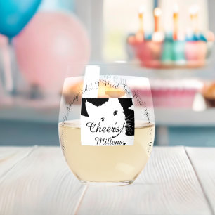 Custom You Are Family, All I Need , Cat Photo , Stemless Wine Glass