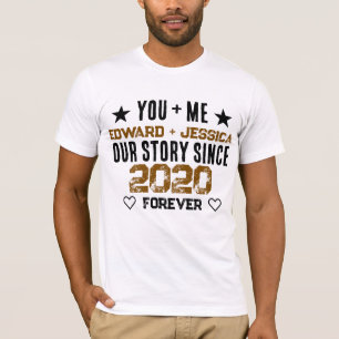 Custom You + Me Our Story Relationship Editable T-Shirt
