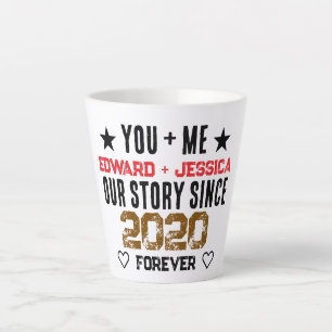 Custom You + Me Our Story Relationship Latte Mug