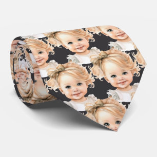 Custom Your Baby Photo Cut-Out Dark Gray Neck Tie