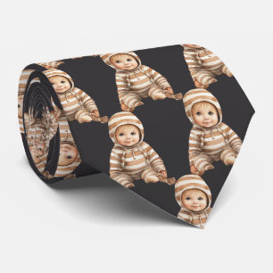 Custom Your Baby Photo Cut-Out Dark Grey Neck Tie