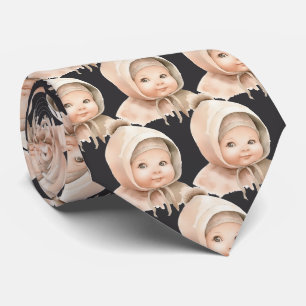 Custom Your Baby Photo Cut-Out Dark Grey Neck Tie
