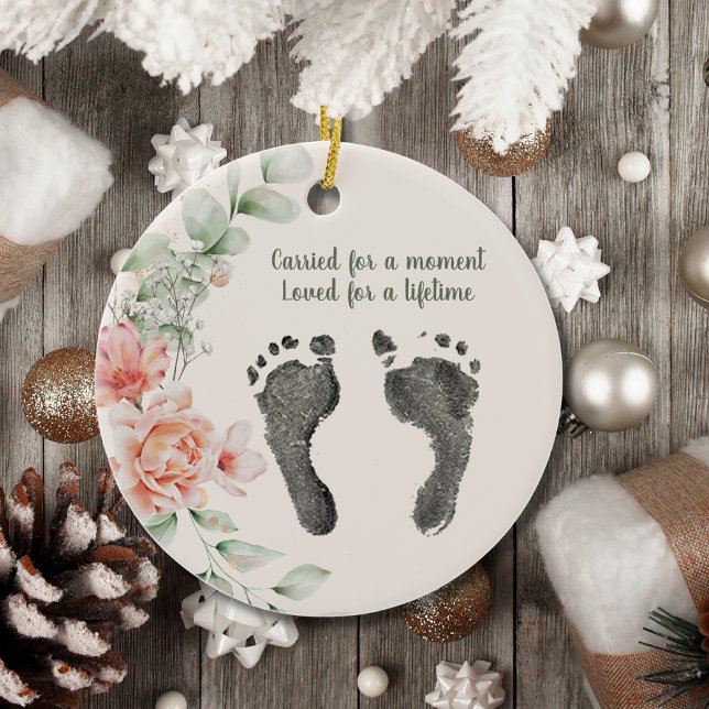 Custom Your Baby's Foot Prints Floral Tribute Ceramic Tree Decoration (Creator Uploaded)