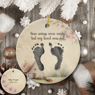 Custom Your Baby's Foot Prints Vintage Memory  Ceramic Tree Decoration