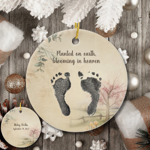 Custom Your Baby's Foot Prints Vintage Memory  Ceramic Tree Decoration