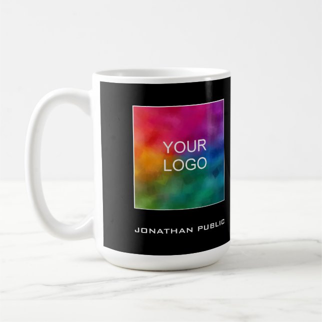 Custom Your Business Logo Add Name Text Elegant Coffee Mug (Left)