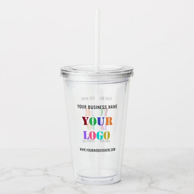 Custom Your Business Logo and Text Acrylic Tumbler (Front)