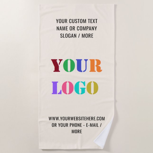 Custom Your Business Logo and Text Beach Towel (Front)
