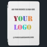 Custom Your Business Logo and Text iPad Air Cover<br><div class="desc">iPad Covers with Custom Business Logo Promotional Social Media Name Company Slogan Professional Personalised Stamp iPad Cases Gift - Add Your Logo - Image - Photo / Business Slogan - Tagline - Name - Company / Social Media Handle - Website - Email - Phone - Contact Information ! Resize and...</div>