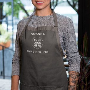 Custom Your Business Logo Clean Grey Professional Apron