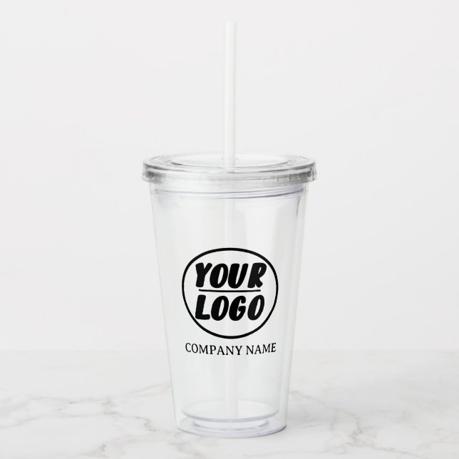 Custom Your business Logo | Elegant  Acrylic Tumbler (Front)
