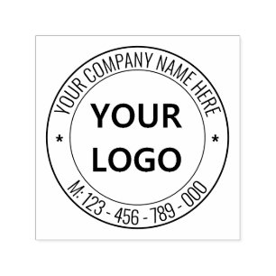 Custom Your Business Logo Info Text Round Stamp
