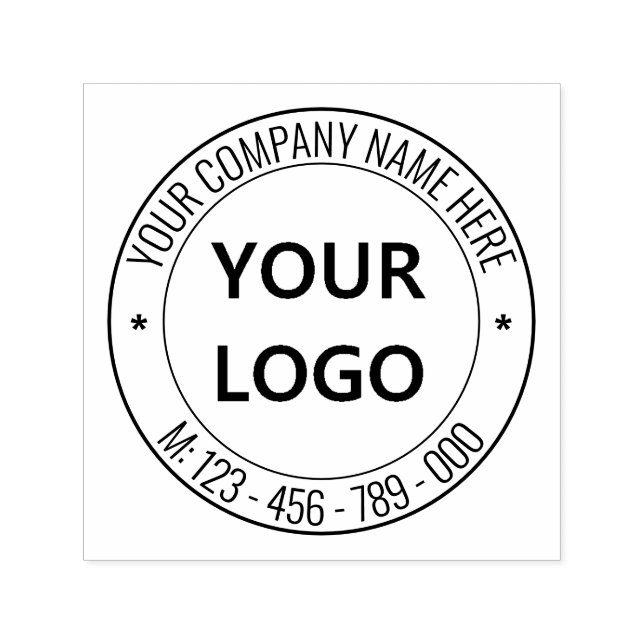 Custom Your Business Logo Info Text Round Stamp (Design)