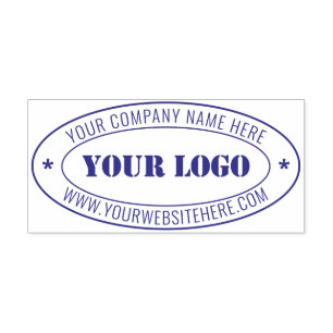 Custom Your Business Logo Name Info Oval Stamp