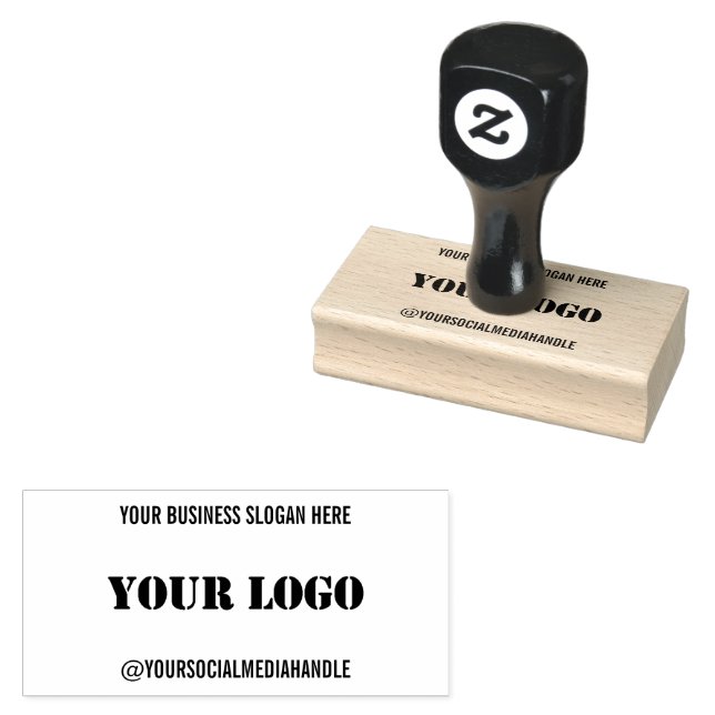 Custom Your Business Logo Slogan Social Media Name Rubber Stamp (Stamped)