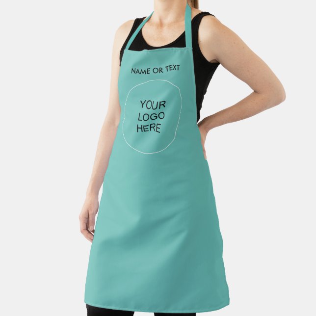 Custom Your Business Logo Text Or Name Here Teal Apron (Insitu)