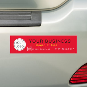 Custom Your Business Name Logo on Red Bumper Sticker