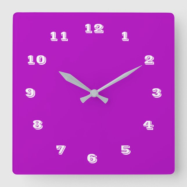 Custom Your Colours Font Numbers Personalised Square Wall Clock (Front)
