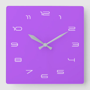 Custom Your Colours Number Font Personalised Purpl Square Wall Clock