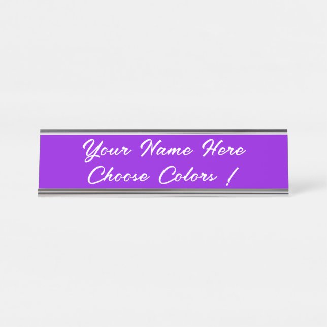 Custom Your Colours , Text and Font Personalised Desk Name Plate (Front)
