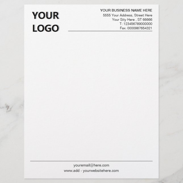Custom Your Company Letterhead with Logo Text Info (Front)