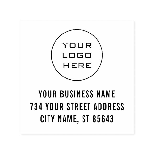 Custom Your Company Logo Address Self-inking Stamp (Design)