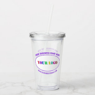 Custom Your Company Logo and Text Acrylic Tumbler