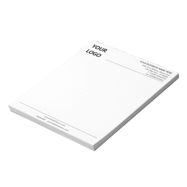 Custom Your Company Logo and Text Business Notepad (Rotated)