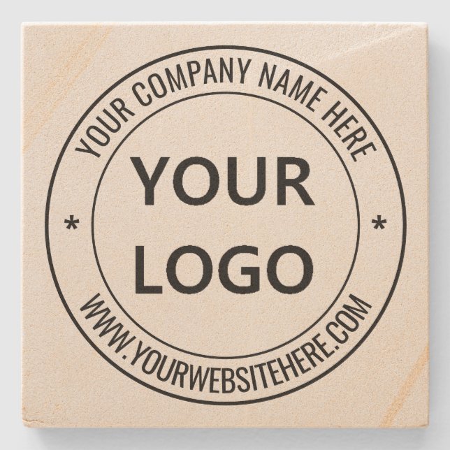 Custom Your Company Logo and Text Stone Coaster (Front)