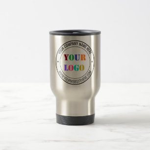 Custom Your Company Logo and Text Travel Mug