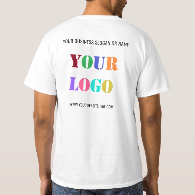 Custom Your Company Logo Text Business T-Shirt (Back)