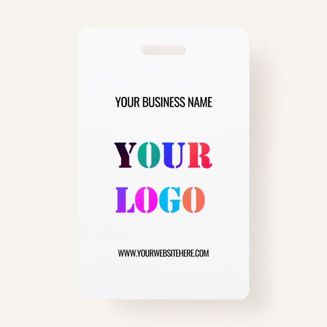 Custom Your Company Logo Text Name Business Badge ID Badge (Front)