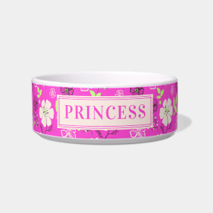 Custom Your Dog Name Personalise Pet Bowl Pink 