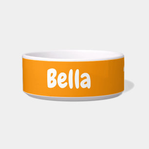 Custom Your Dog Name Personalised Pet Orange Bowl