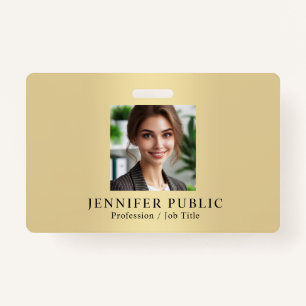 Custom Your Employee Photo Gold Colour Template ID Badge