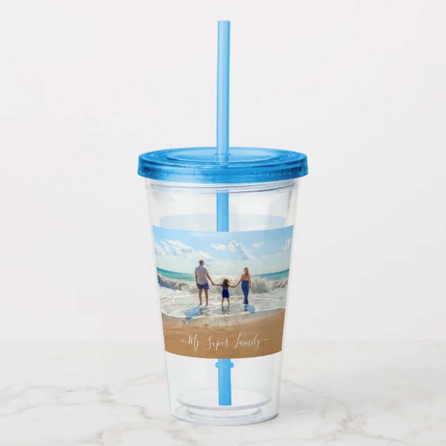 Custom Your Family Photo Acrylic Tumbler with Text (Front)