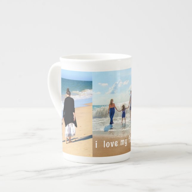 Custom Your Family Photo Collage Bone China Mug (Front Left)