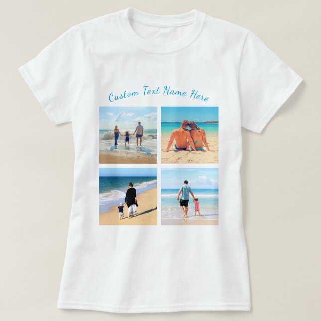 Custom Your Family Photo Collage T-Shirt with Text (Design Front)