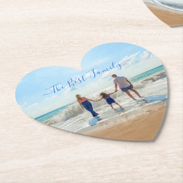 Custom Your Family Photo Paper Coaster with Text (Angled)