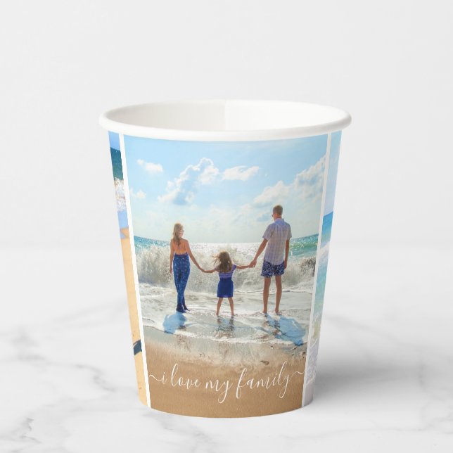 Custom Your Family Photo Text Collage Paper Cups (Left)