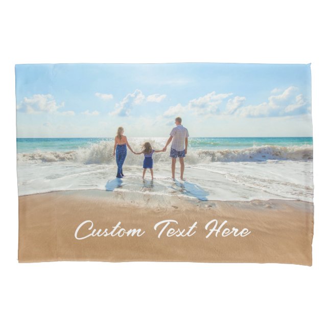 Custom Your Favourite Photo Pillow Case with Text (Front)