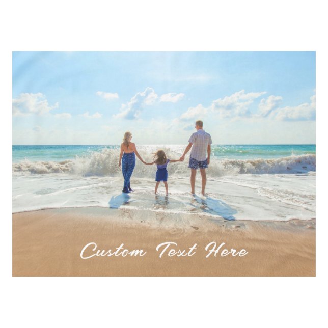 Custom Your Favourite Photo Tablecloth with Text (Front (Horizontal))