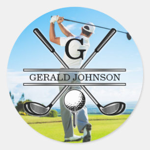 Custom Your Image Golf Monogram Design Classic Round Sticker