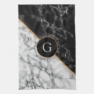 Custom Your Letter Kitchen Towel Marble Design
