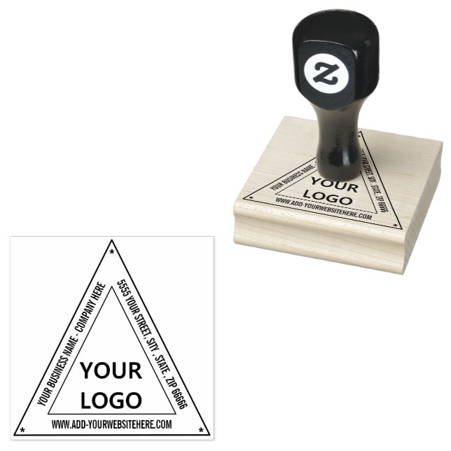 Custom Your Logo Address Triangle Rubber Stamp (Stamped)