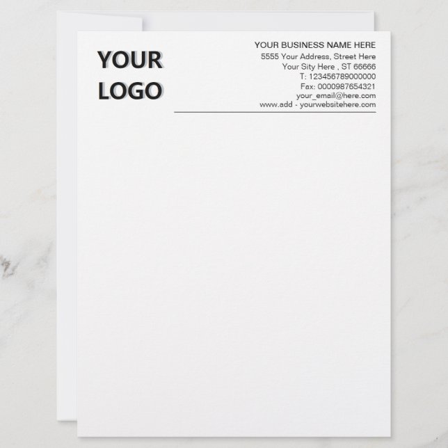 Custom Your Logo Contact Info Business Letterhead (Front)
