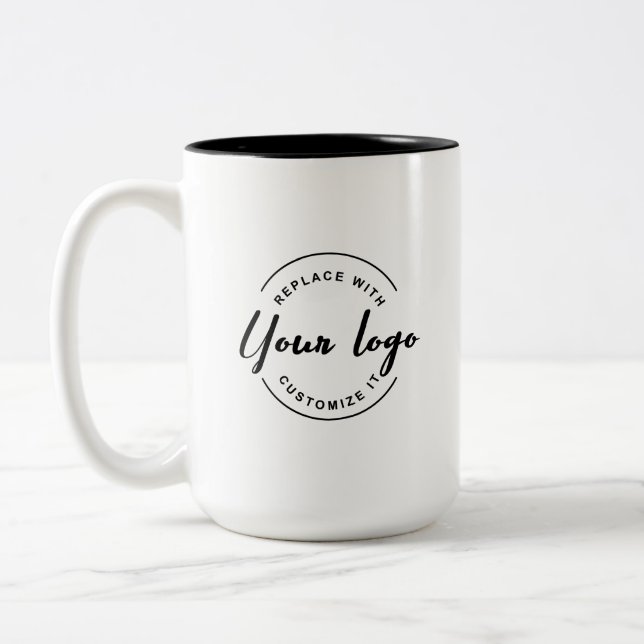 Custom Your Logo Here Black White QR CODE Two-Tone Coffee Mug (Left)